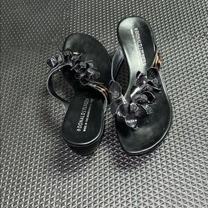 Donald J. Pliner Black Floral with tortoise wedge